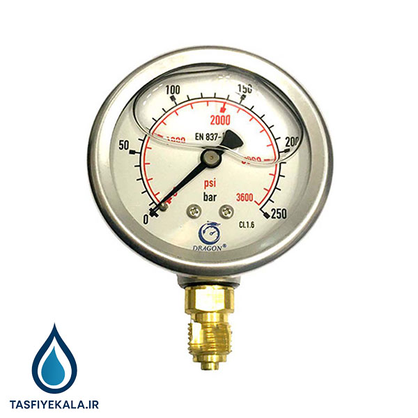 گیج فشار روغنی دراگون 250 بار- صفحه 6 سانت (DRAGON)